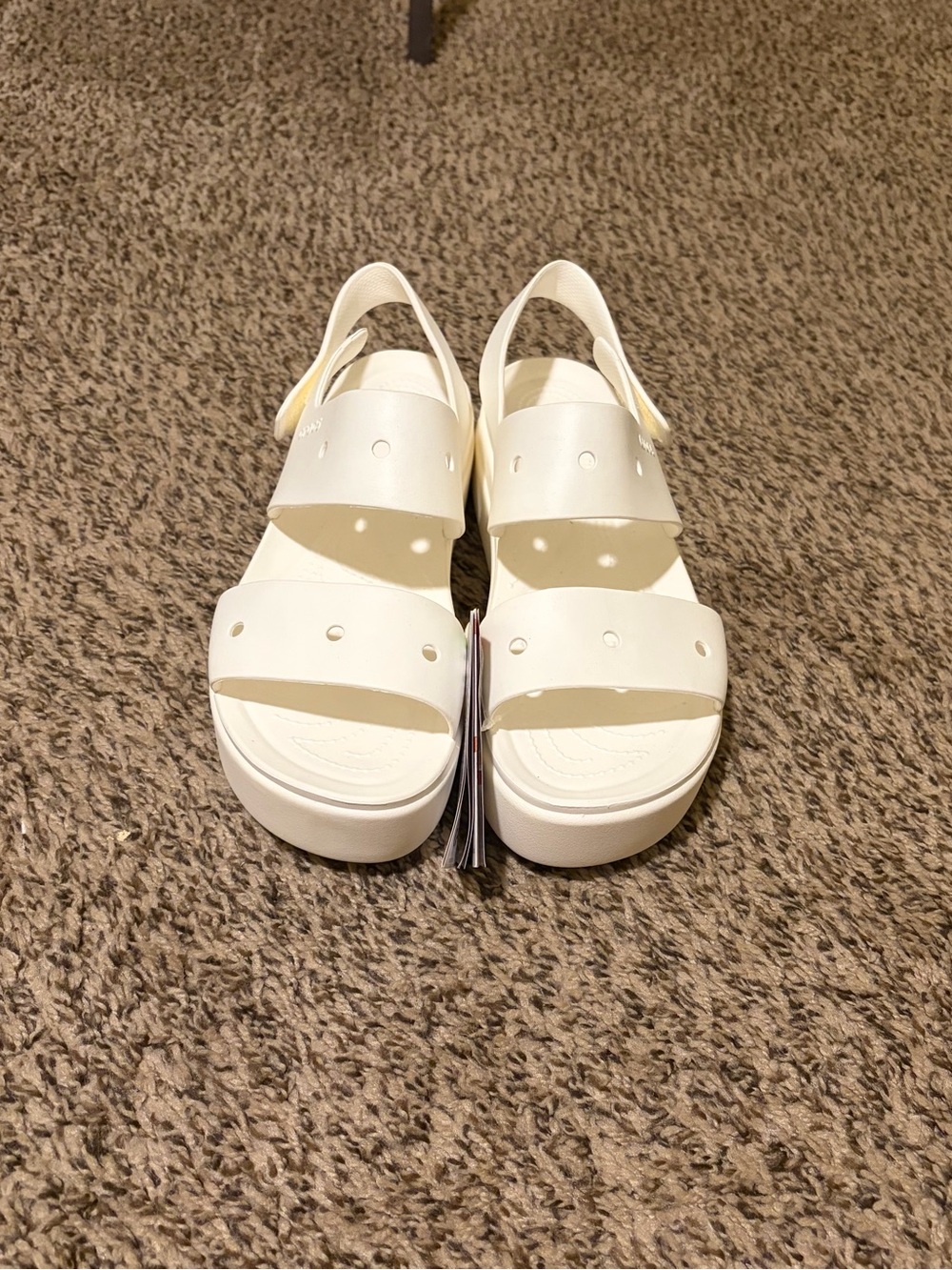 CROCS White Platform Slingback Sandals